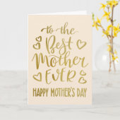 Beste Moeder ooit Moederdag Typografie in Goud Kaart (Gele Bloem)