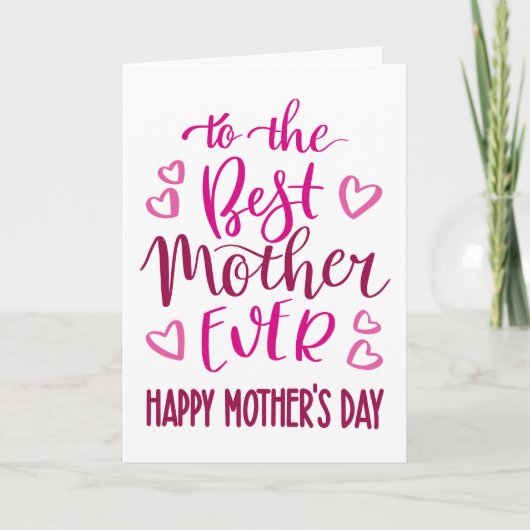 Beste Moeder Ooit Moederdag Typografie in Roze Kaart (Voorkant)