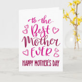 Beste Moeder Ooit Moederdag Typografie in Roze Kaart (Gele Bloem)