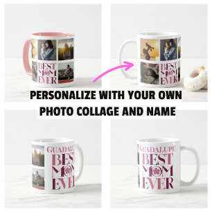 Beste moeder ooit Moeder's foto collage Cute Roze Koffiemok
