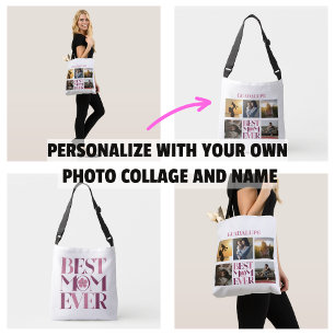 Beste Moeder Ooit Moeder's Fotocollage Cute Roze Crossbody Tas