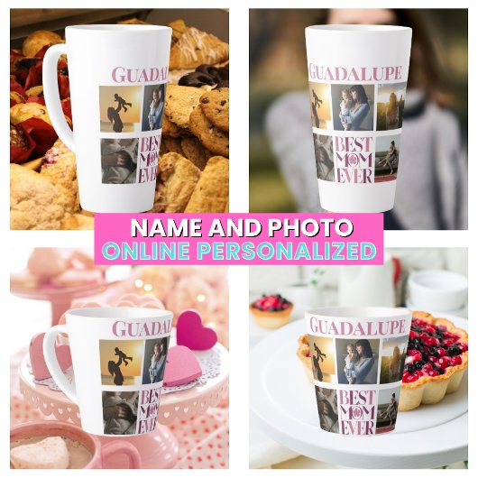 Beste Moeder Ooit Moeder's Fotocollage Roze Latte Mok