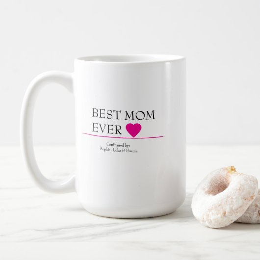 Beste moeder ooit Mok met roze hart - Bevestigd do (Met donut)