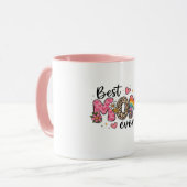 Beste MOEDER Ooit Mok — Roze Binnenkant Keramische (Voorkant links)