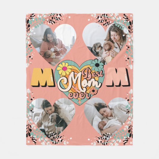 Beste Moeder Ooit Multi Hart vorm Foto Fleece Blan (Voorkant)