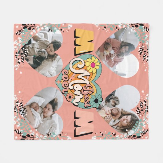 Beste Moeder Ooit Multi Hart vorm Foto Fleece Blan (Voorkant (Horizontaal))