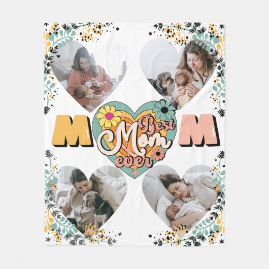 Beste Moeder Ooit Multi Hart vorm Foto Fleece Blan (Voorkant)