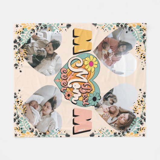 Beste Moeder Ooit Multi Hart vorm Foto Fleece Blan (Voorkant (Horizontaal))