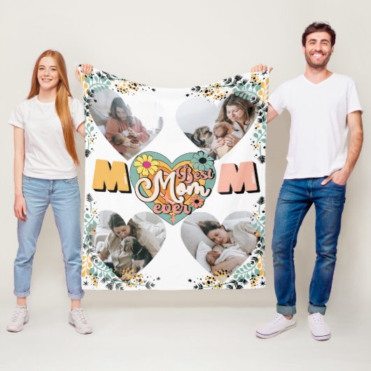 Beste Moeder Ooit Multi Hart vorm Foto Fleece Blan Deken (In situ)