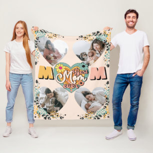 Beste Moeder Ooit Multi Hart vorm Foto Fleece Blan Deken