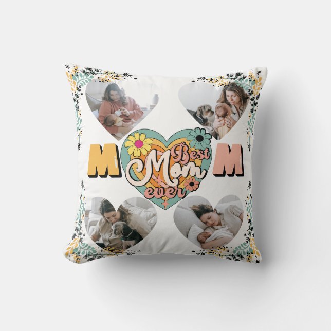 Beste Moeder Ooit Multi Hart vorm Foto Fleece Blan Kussen (Voorkant)