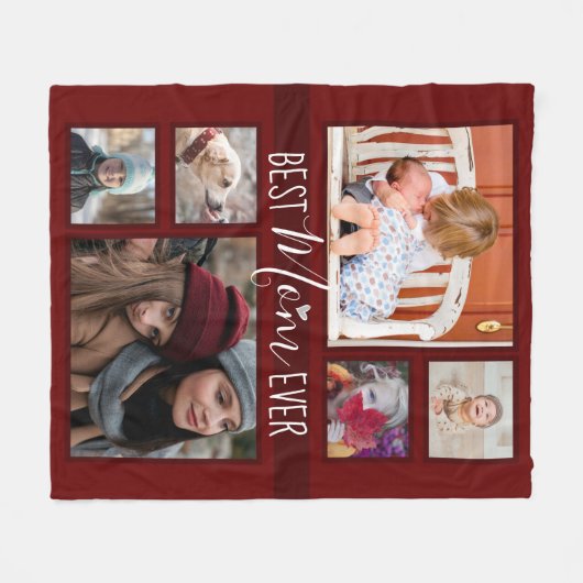 Beste moeder ooit Multi Photo Collage Fleece Deken (Voorkant (Horizontaal))
