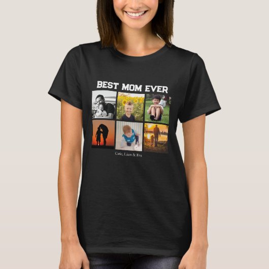 Beste moeder ooit naam en afbeeldingen t-shirt (Voorkant)