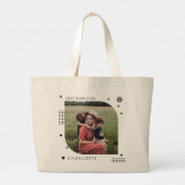 Beste moeder ooit naam foto trendy eenvoudig moder grote tote bag (Achterkant)