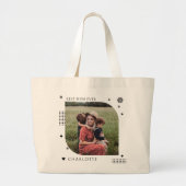 Beste moeder ooit naam foto trendy eenvoudig moder grote tote bag (Voorkant)