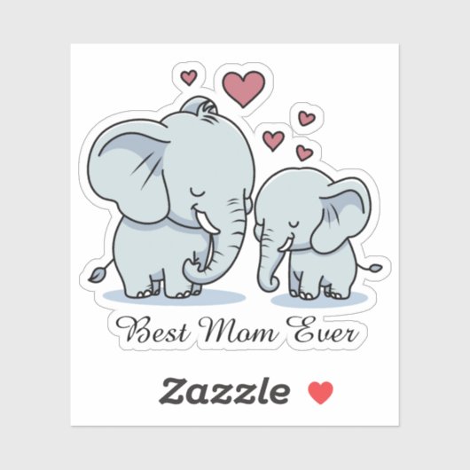 Beste moeder ooit olifanten en harten sticker (Vel)