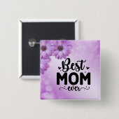 Beste moeder ooit Paarse bloemen Vierkante Button 5,1 Cm (Voorkant /achterkant)