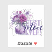 Beste moeder ooit! Paarse Bloemenvaas Moederdag Sticker (Vel)