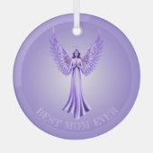 Beste moeder ooit | Paarse en Lila kerstengel Glas Ornament (Voorkant)