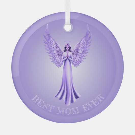 Beste moeder ooit | Paarse en Lila kerstengel Glas Ornament (Voorkant)
