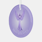 Beste moeder ooit | Paarse en Lila kerstengel Glas Ornament (Voorkant links)