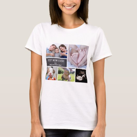 Beste moeder ooit! Persoonlijke fotocollage T-shirt (Voorkant)