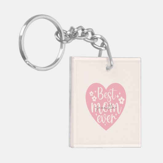 Beste moeder ooit - Pink Heart Sleutelhanger (Voorkant Links)
