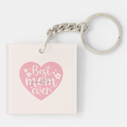 Beste moeder ooit - Pink Heart Sleutelhanger (Achterkant)