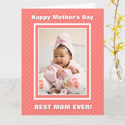 Beste moeder ooit Polka Dot Moederdag Kaart (Gele Bloem)