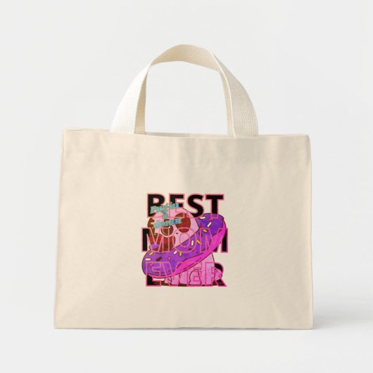 Beste moeder ooit pug in een donut mini tote bag (Voorkant)