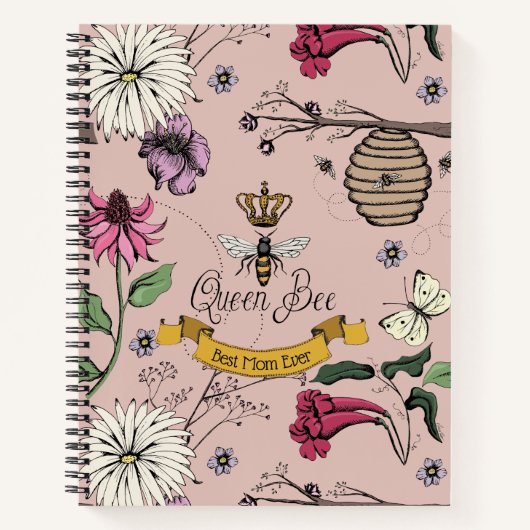 Beste moeder ooit Queen Bee en Crown Pink Notitieb Notitieboek (Voorkant)