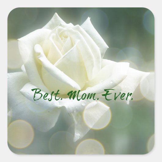 Beste Moeder ooit Quote met Roos Vierkante Sticker (Voorkant)