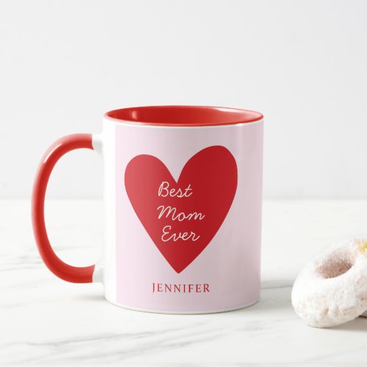 Beste moeder ooit Red Heart Moederdag Gift Mok (Met donut)