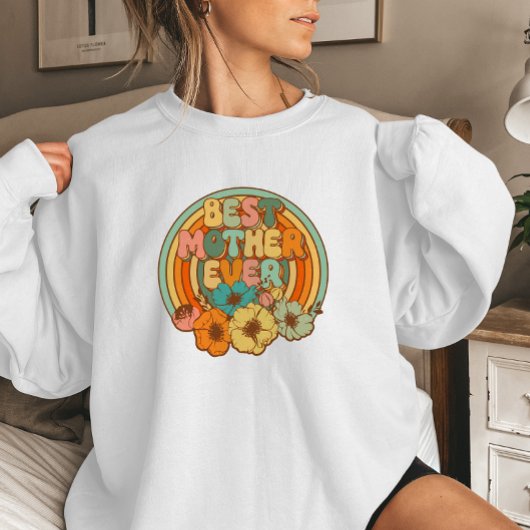 Beste moeder ooit | Retro bloem comfy Trui