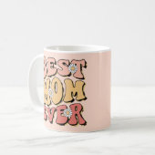 "Beste moeder ooit" Retro Blush Pink White Daisy Koffiemok (Voorkant links)