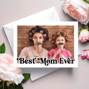 Beste moeder ooit Retro Foto Bloemen Moederdag Kaa Feestdagenkaart