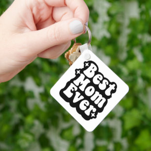 Beste moeder ooit Retro groovy 1 foto aandenken Sleutelhanger