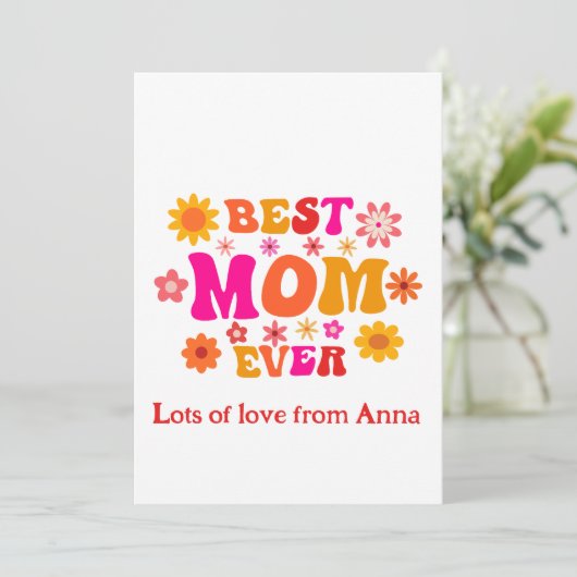Beste moeder ooit Retro groovy bloem Moederdag  Kaart (Staand voorkant)