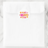 Beste Moeder Ooit Retro Groovy Bloemige Moederdag Ronde Sticker (Tas)
