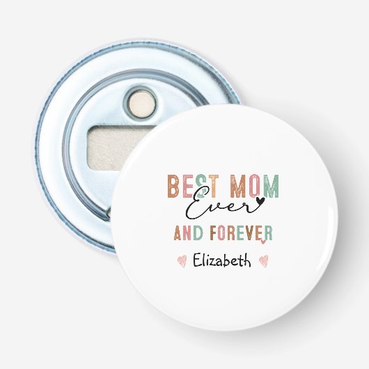 Beste Moeder Ooit Retro Schrift Groovy Moederdag  Button Flesopener (Voorkant)