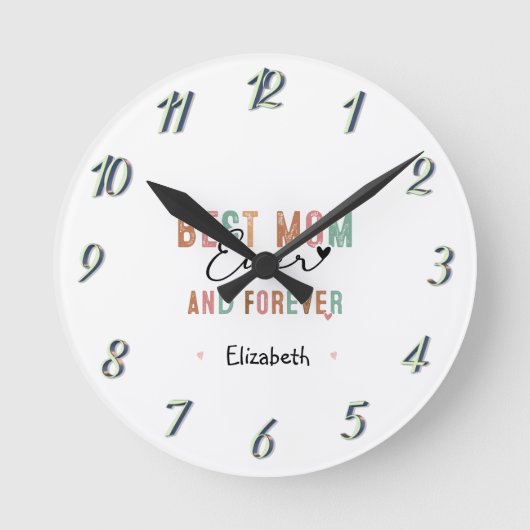Beste Moeder Ooit Retro Schrift Groovy Moederdag Ronde Klok (Voorkant)