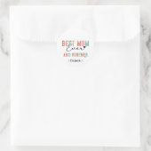 Beste Moeder Ooit Retro Schrift Groovy Moederdag Ronde Sticker (Tas)