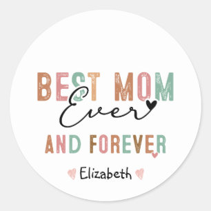 Beste Moeder Ooit Retro Schrift Groovy Moederdag Ronde Sticker