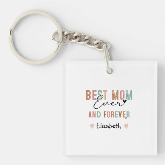 Beste Moeder Ooit Retro Schrift Groovy Moederdag Sleutelhanger (voorkant)