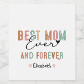 Beste Moeder ooit Retro Script Groovy Moederdag Wijn Etiket (Enkel label)