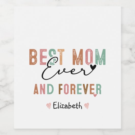 Beste Moeder ooit Retro Script Groovy Moederdag Wijn Etiket (Enkel label)