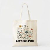 Beste moeder ooit Retro Wildflower Canvas tas voor (Voorkant)