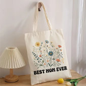 Beste moeder ooit Retro Wildflower Canvas tas voor