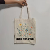 Beste moeder ooit Retro Wildflower Canvas tas voor