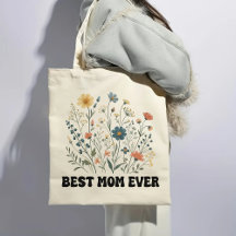 Beste moeder ooit Retro Wildflower Canvas tas voor